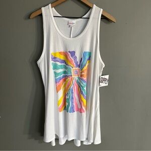 LulaRoe Cocoa Tank | White & Watercolor‎ Print